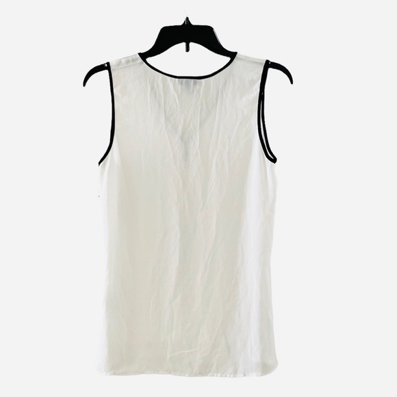 Halogen Black Trim White Sheer V-Neck Knit Sleeveless Top - Picture 5 of 5